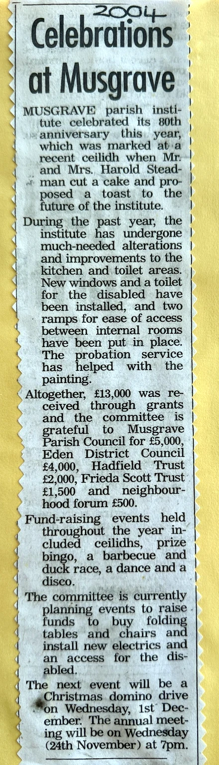 2004 newspaper cutting marking the Institute's 80th anniversary