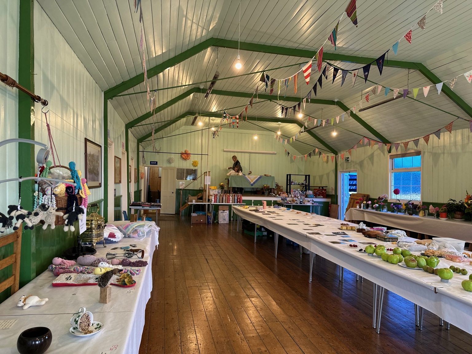 Hall decorated for a creative community event