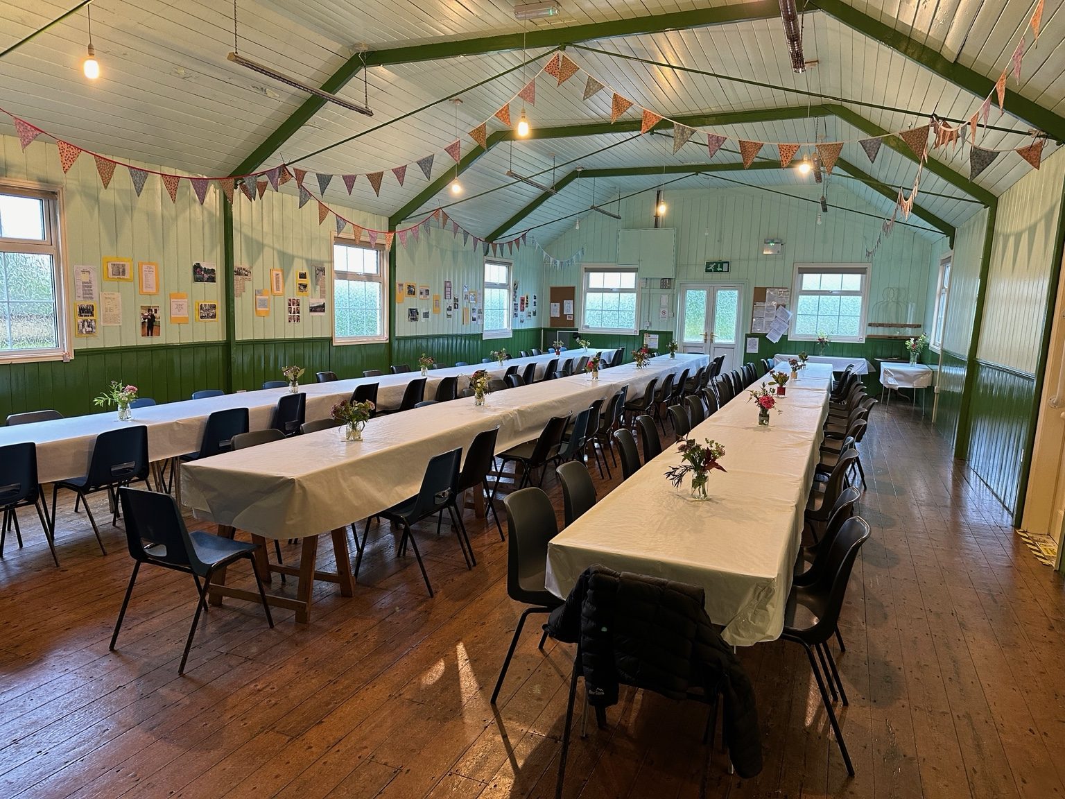 Inside Musgrave Parish Institute with tables laid out for a community gathering